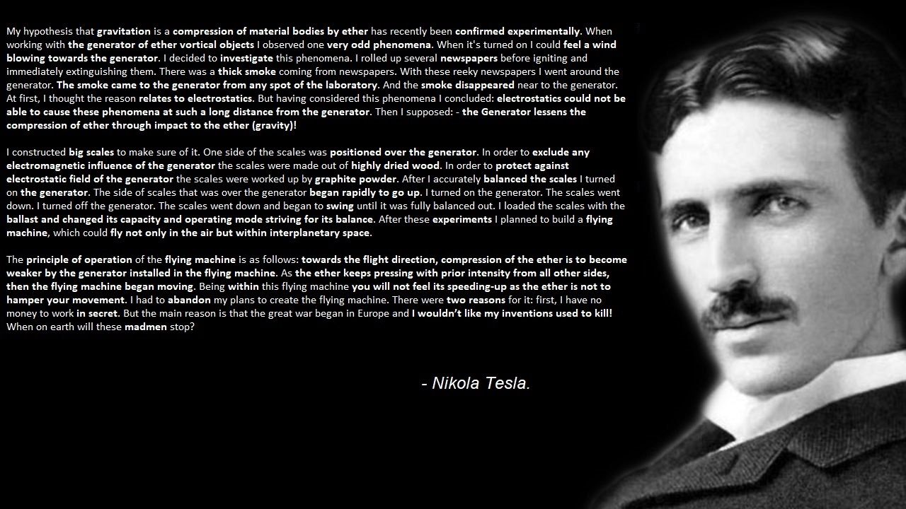 Nikola Tesla's Quote on the Working Principle of a UFO | Scrolller