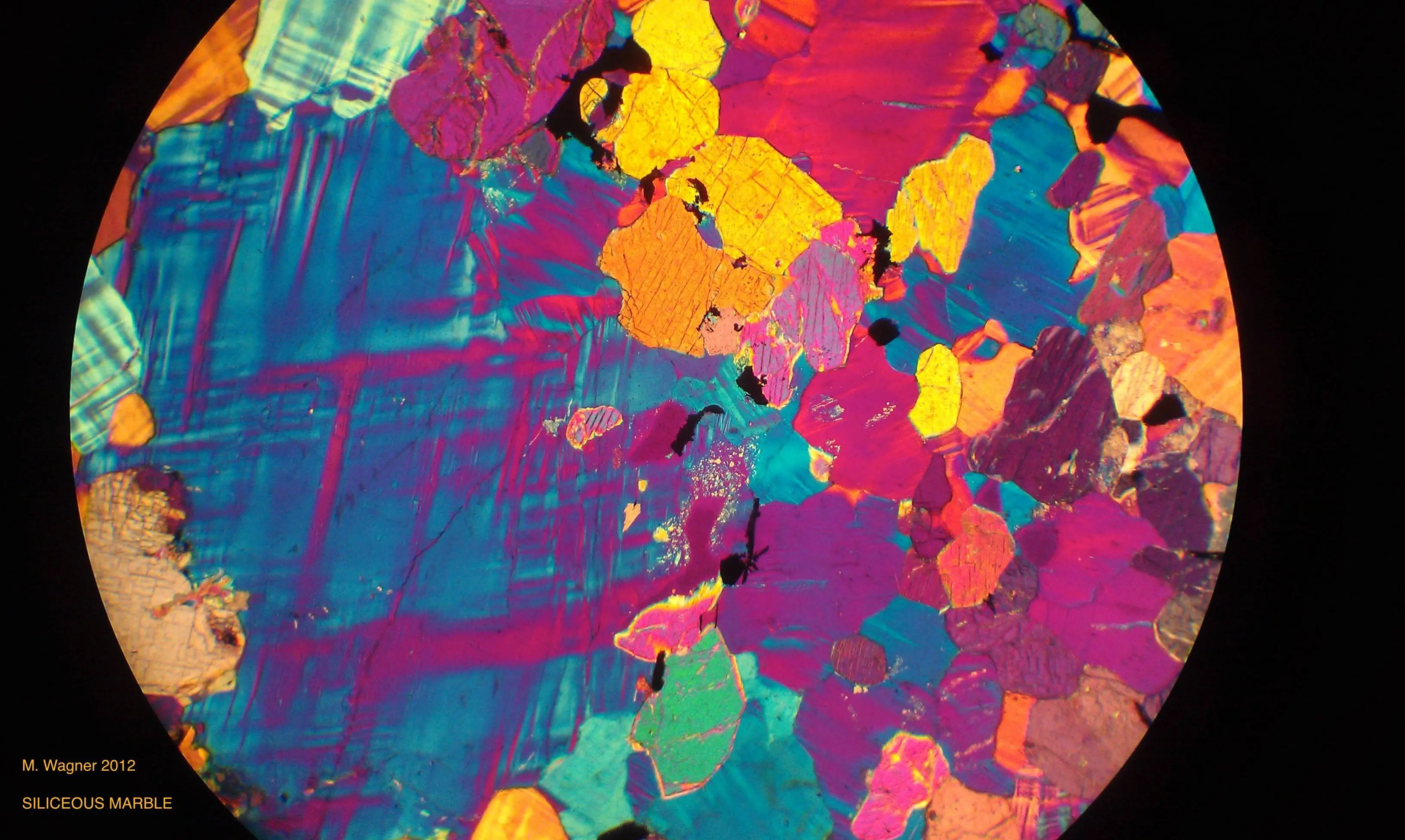 [OC] [3264 × 1952] Photomicrograph of siliceous marble I took during my ...