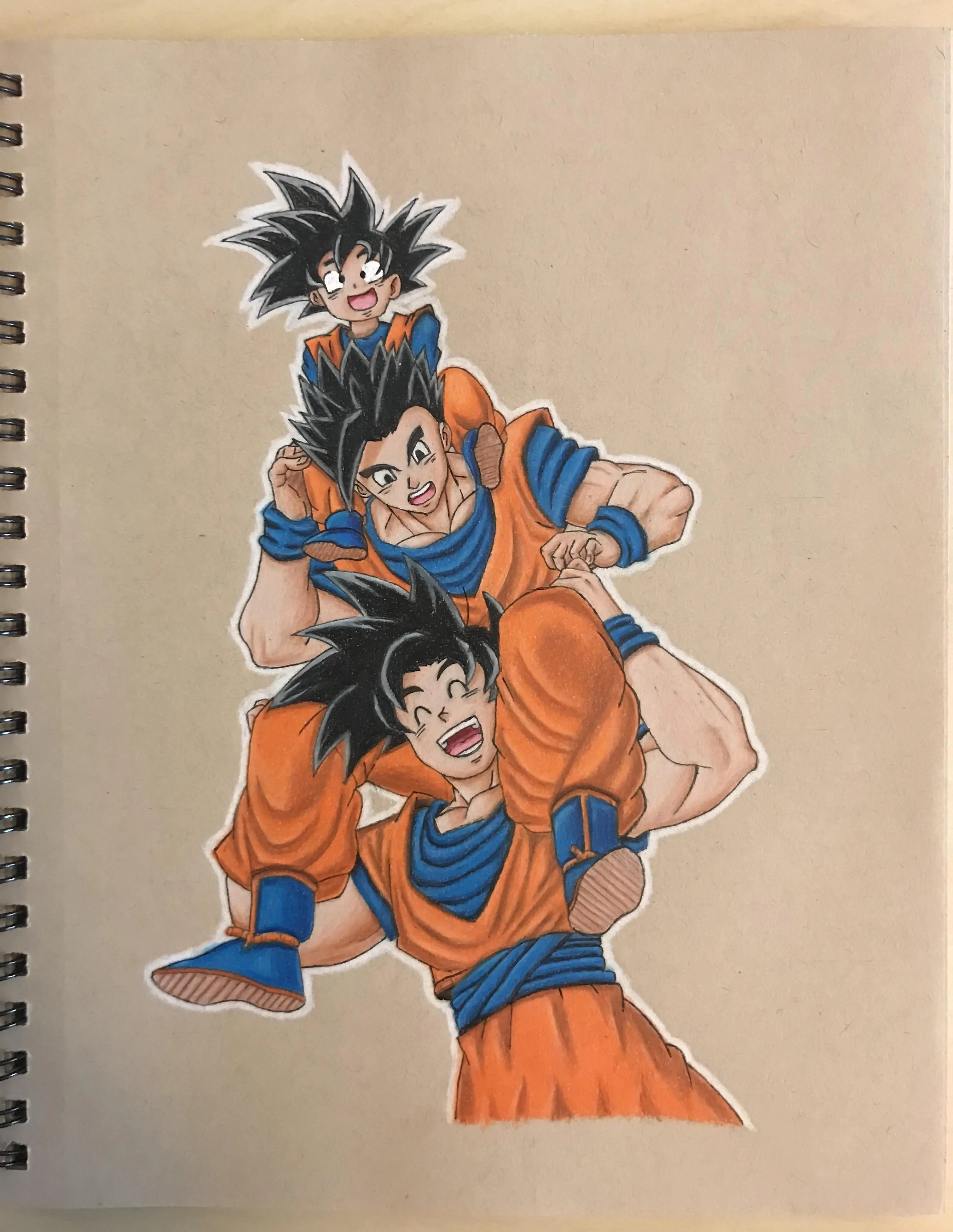 [OC] Finished my drawing of Goku, Gohan, and Goten | Scrolller