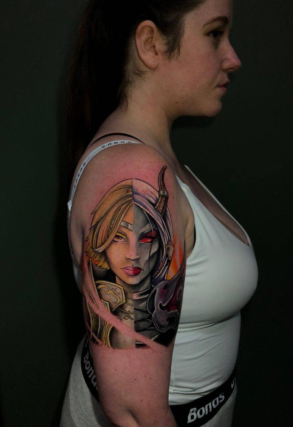 [OC] Sharing my Dungeons and Dragons tattoo of my two Paladin ...