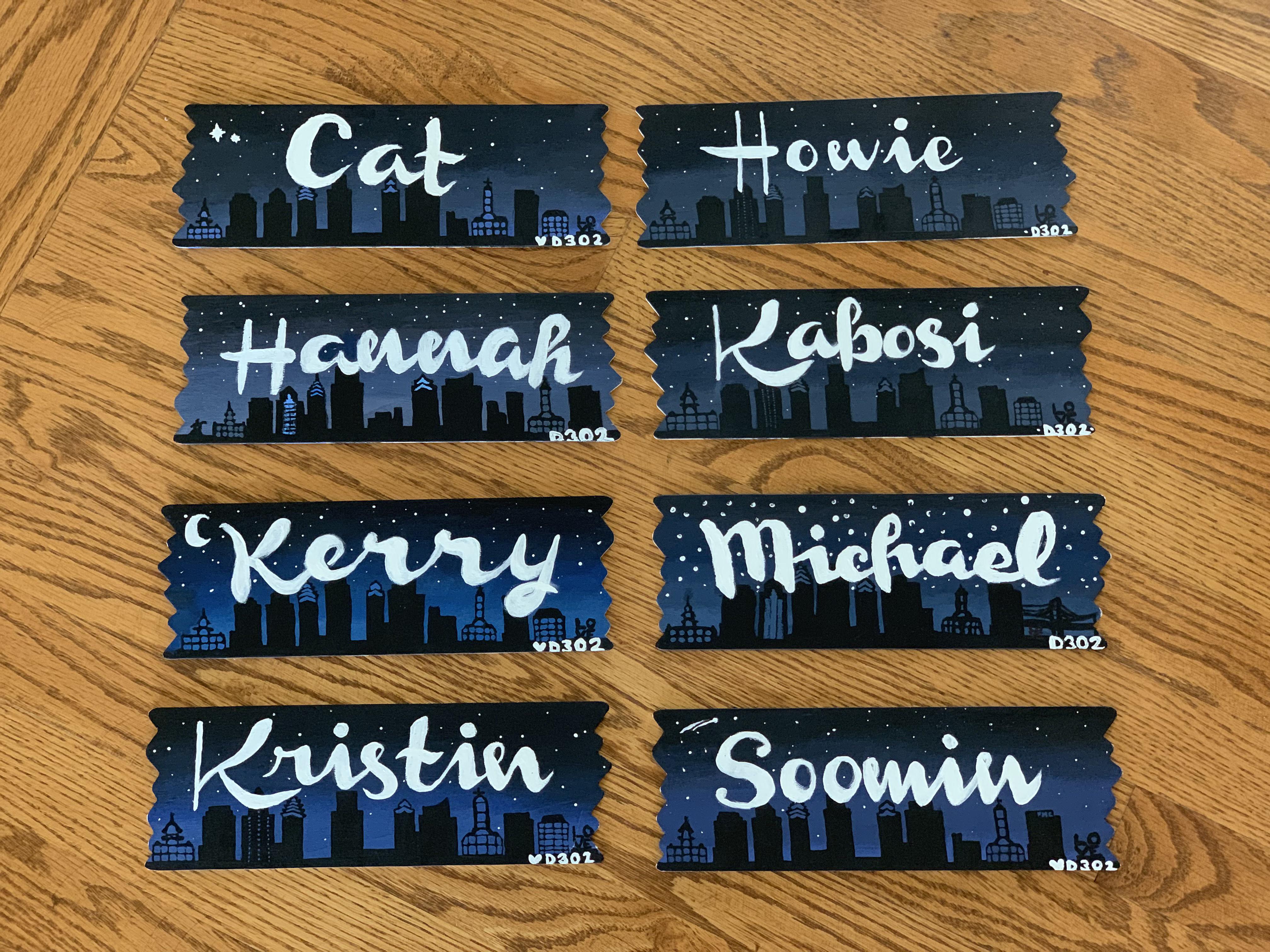 Painted matching name tags / door labels for my college roommates! A