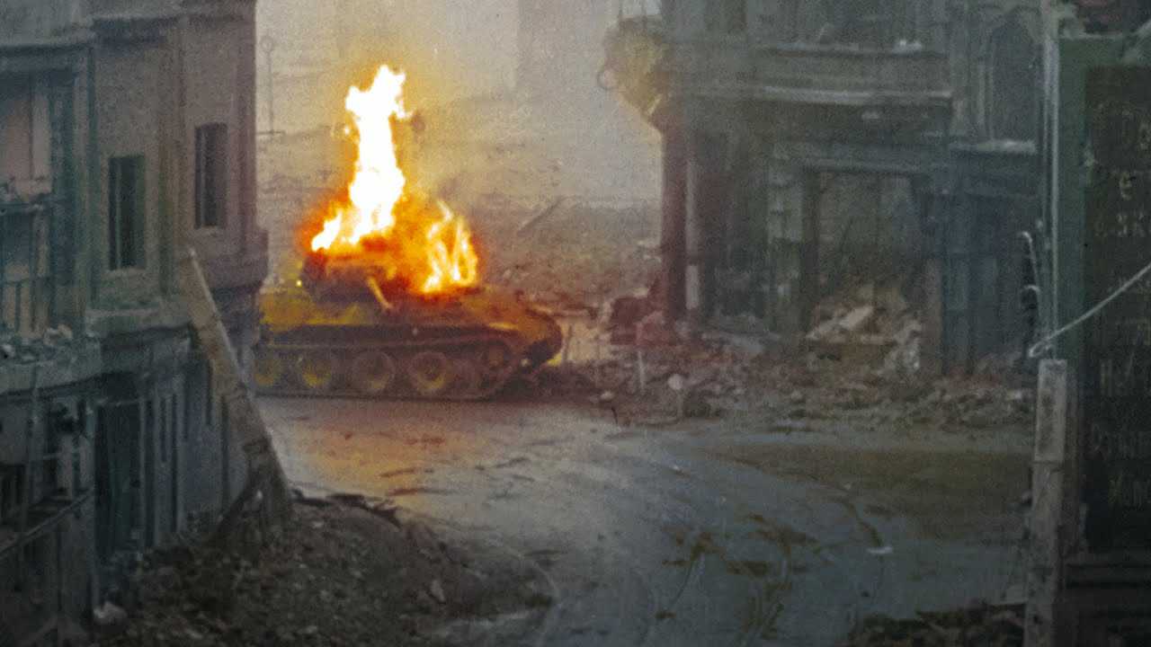 Panther Exploding panther tank destroyed by an M26 near Cologne Cathedral, 6 March 1945 ...