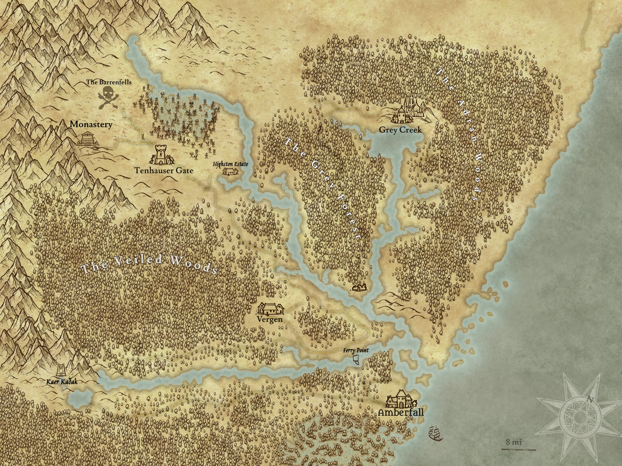 Parchment region map for my campaign. | Scrolller