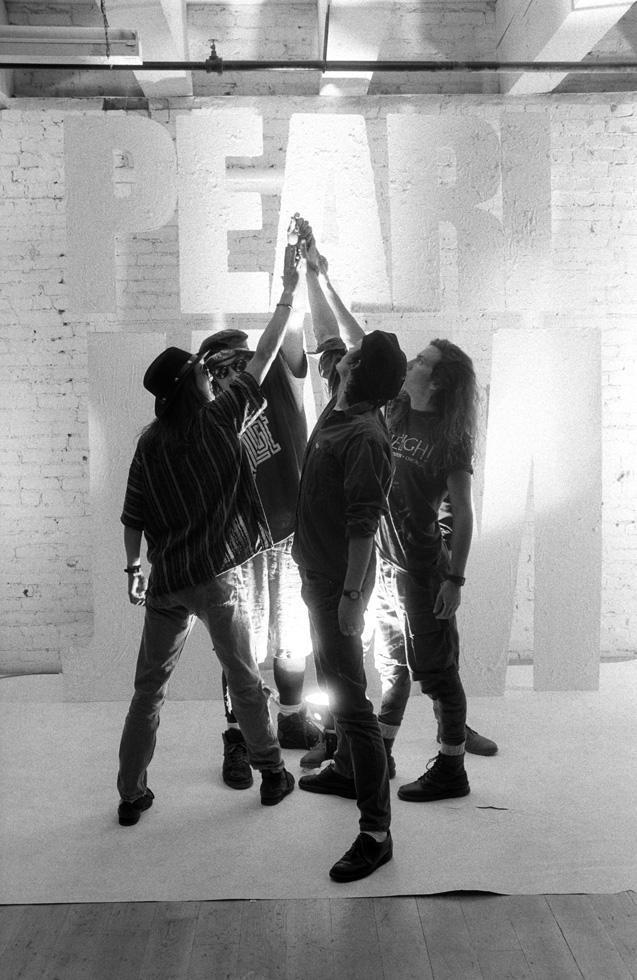 Pearl Jam shooting their first album cover art: Seattle, WA 1991