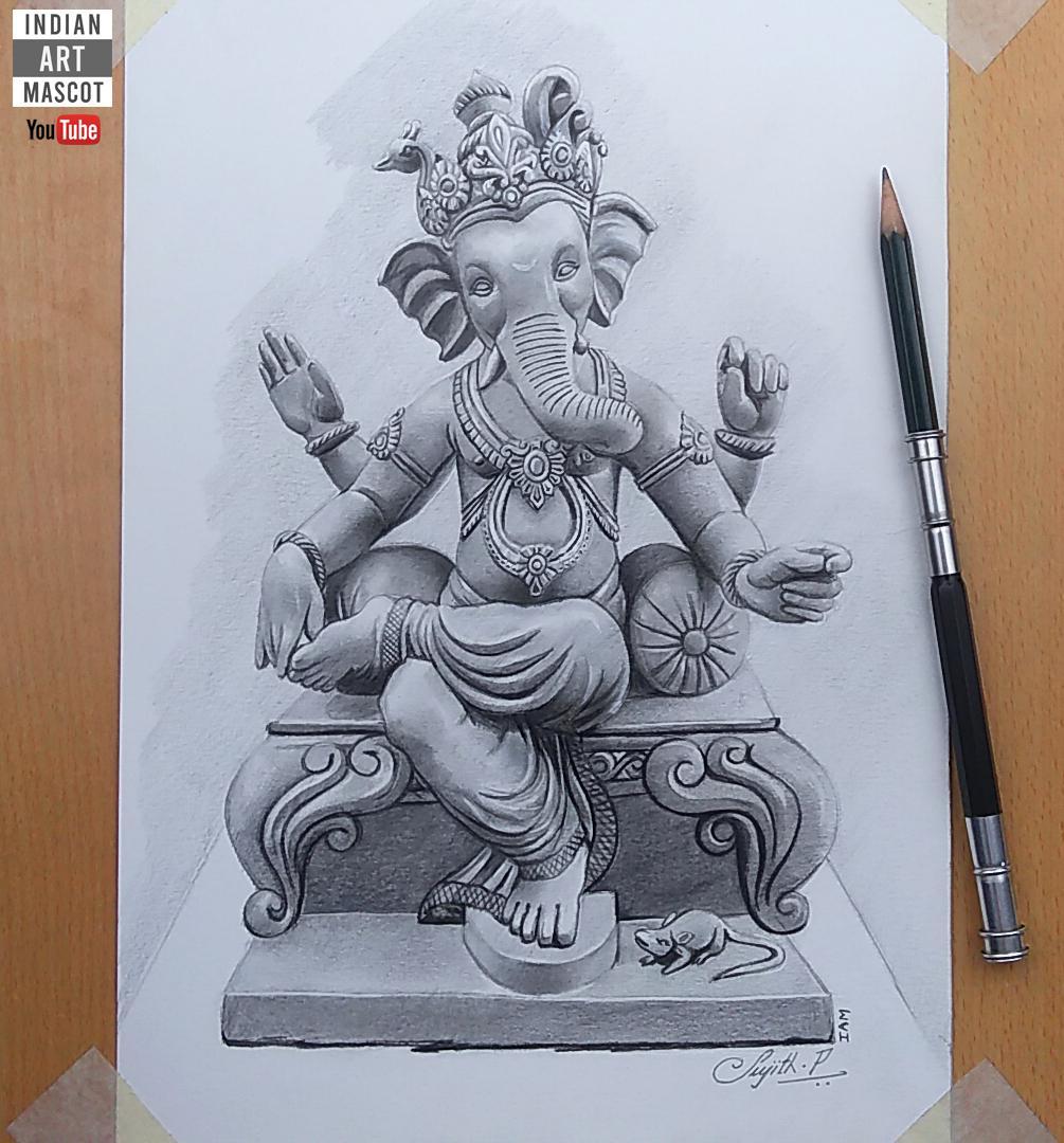 Pencil sketch of Lord Ganesha | Scrolller