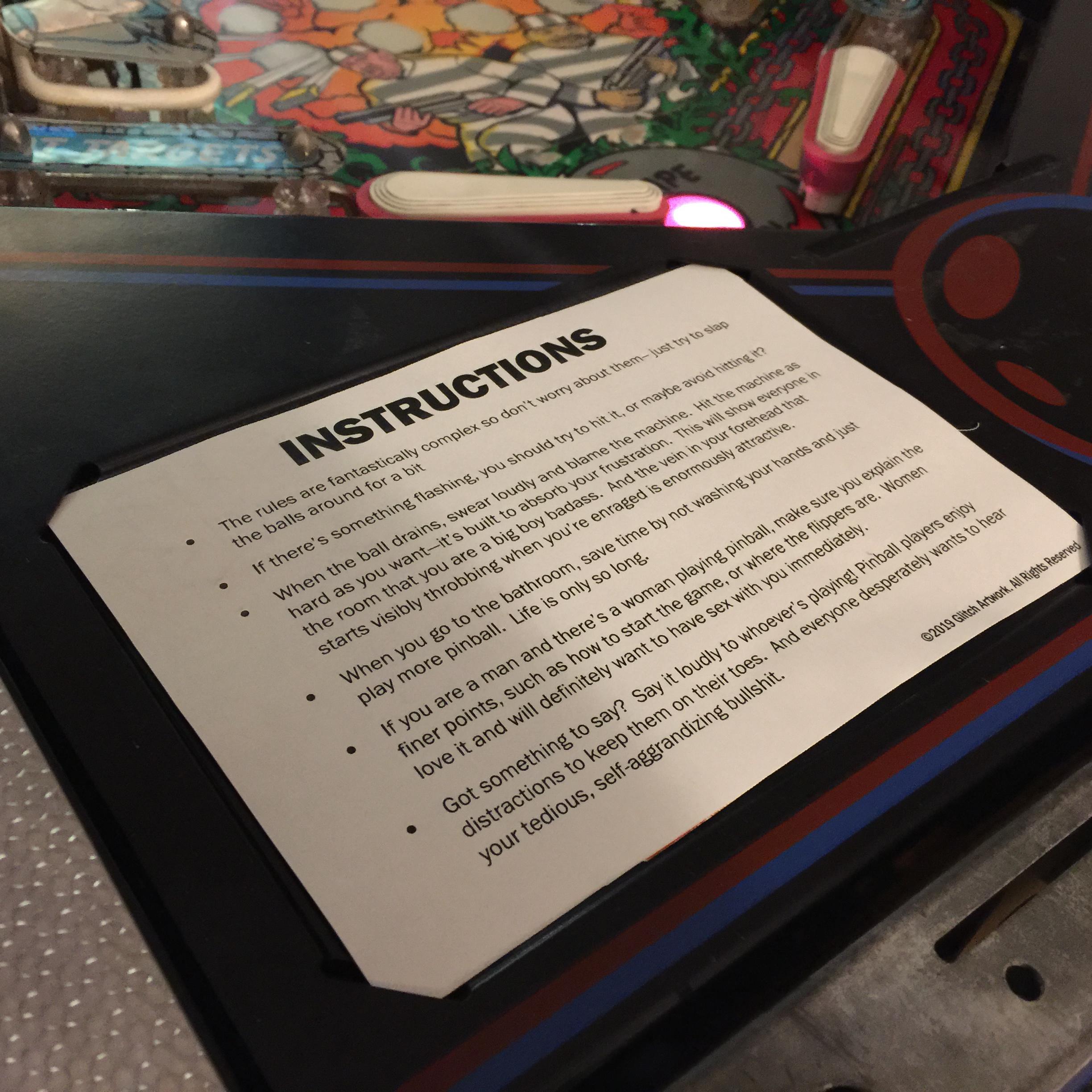 Pinball instruction cards are difficult to understand Scrolller