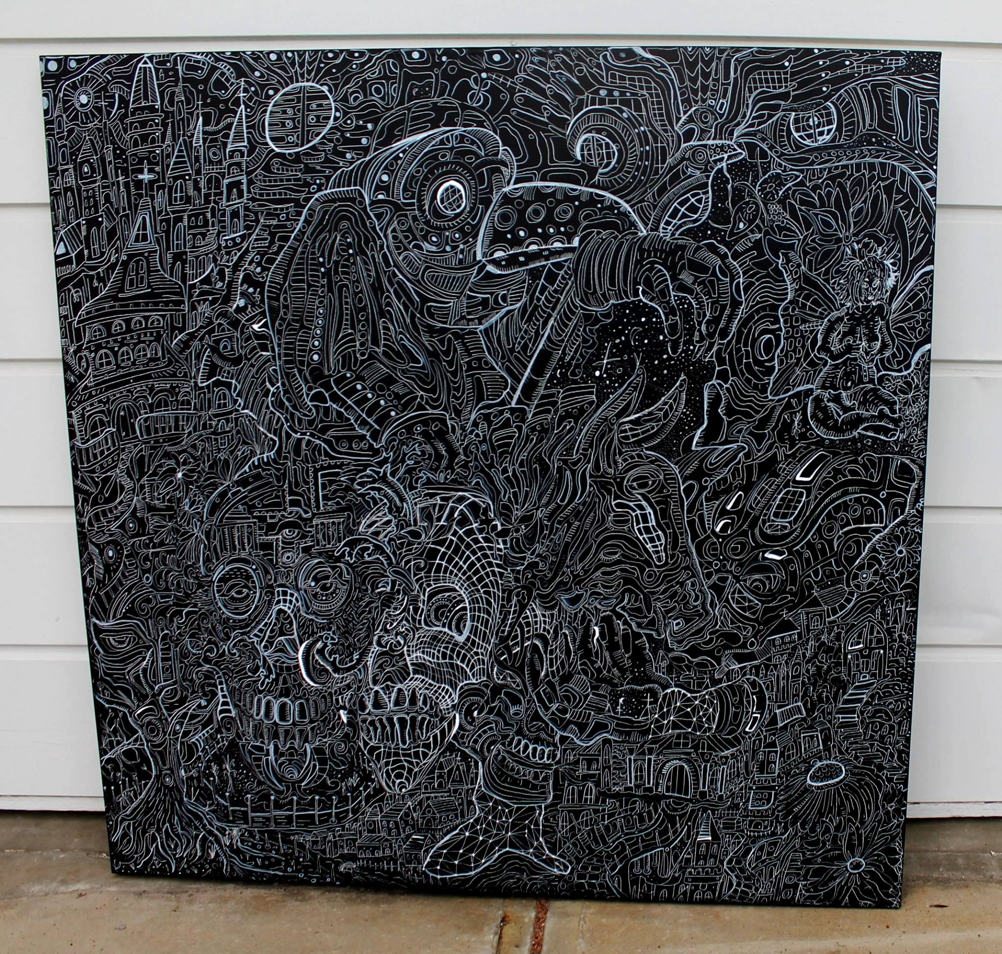 Plague Rider 48'' X 48'' ink/acrylic Scrolller