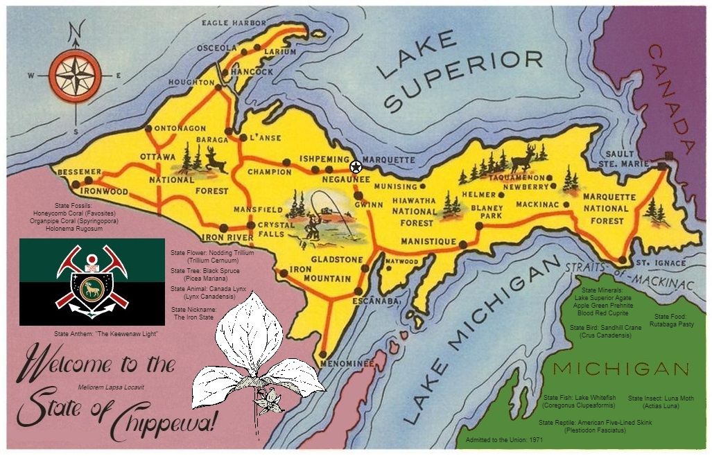 Postcard from a gas station in St. Ignace, 1990 (Alternate History