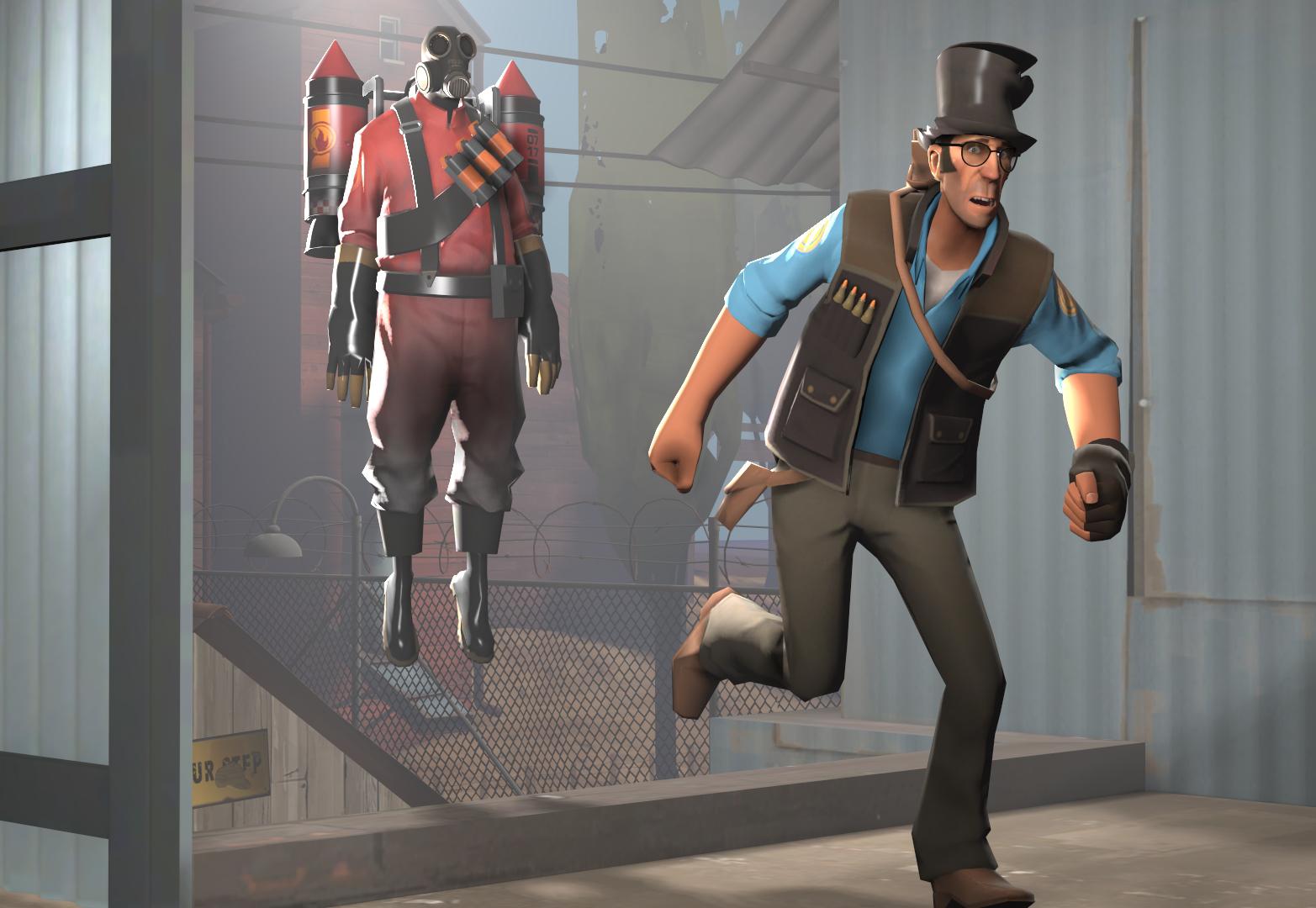 Pyro from TF2 using the thermal thruster terrorizes Sniper in 2Fort ...