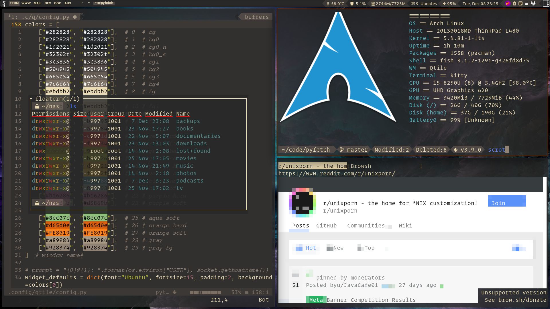  Qtile Gruvboxed Qtile Vim And Starship Prompt Scrolller