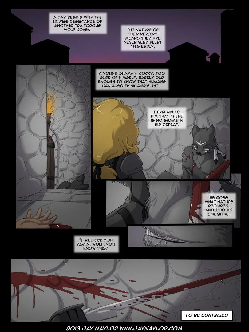 Naylor's The Rise of the Wolf Queen: blonde busty woman and anthropomorphic canine furry wolf men