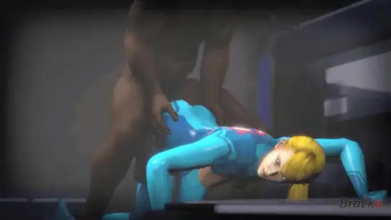 Samus Aran from Metroid in anime fan art, featuring her blonde ponytail, Zero Suit, and nude poses.