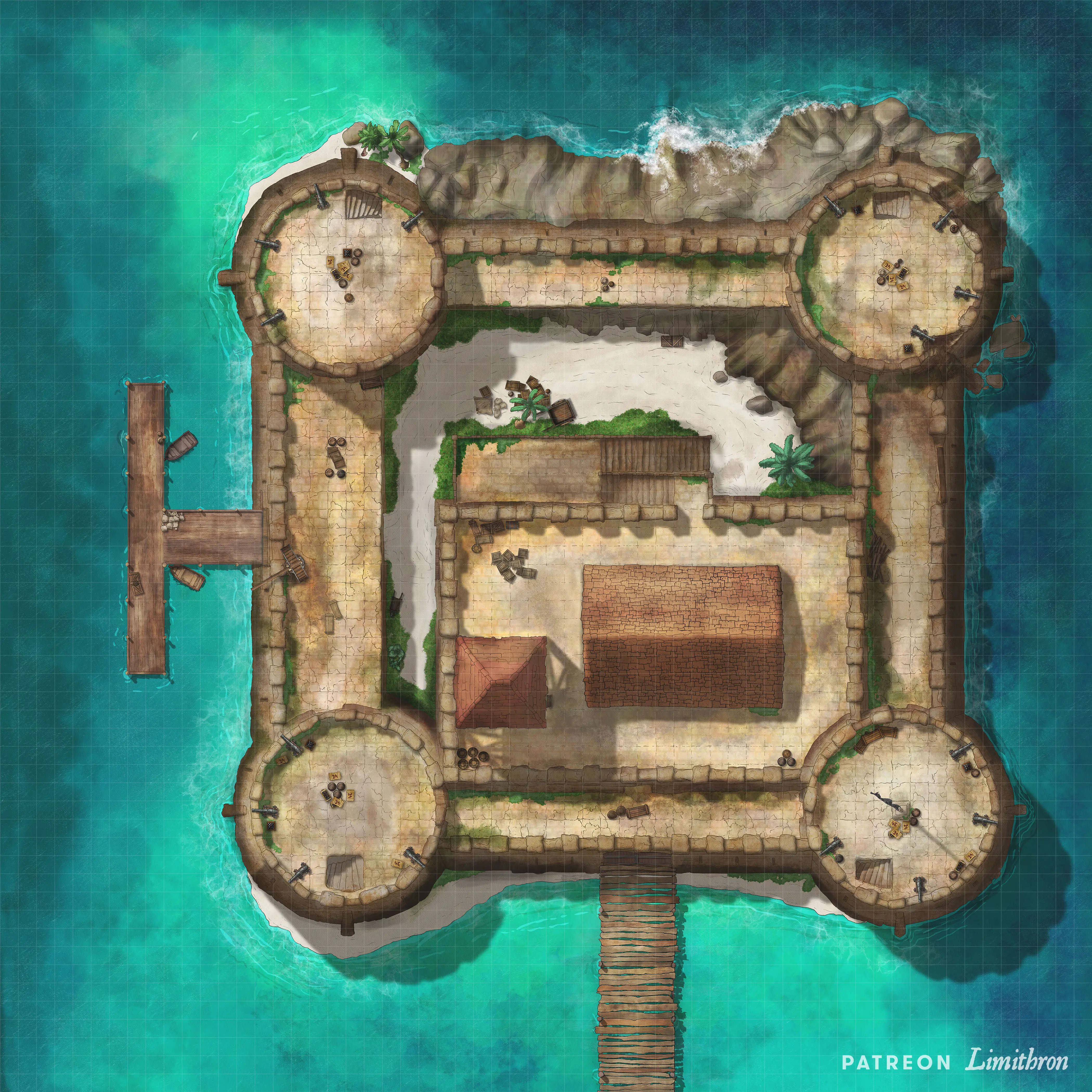 Seaside Fort/Castle [60x60][Battlemap][Fort][Castle][Coastal] | Scrolller