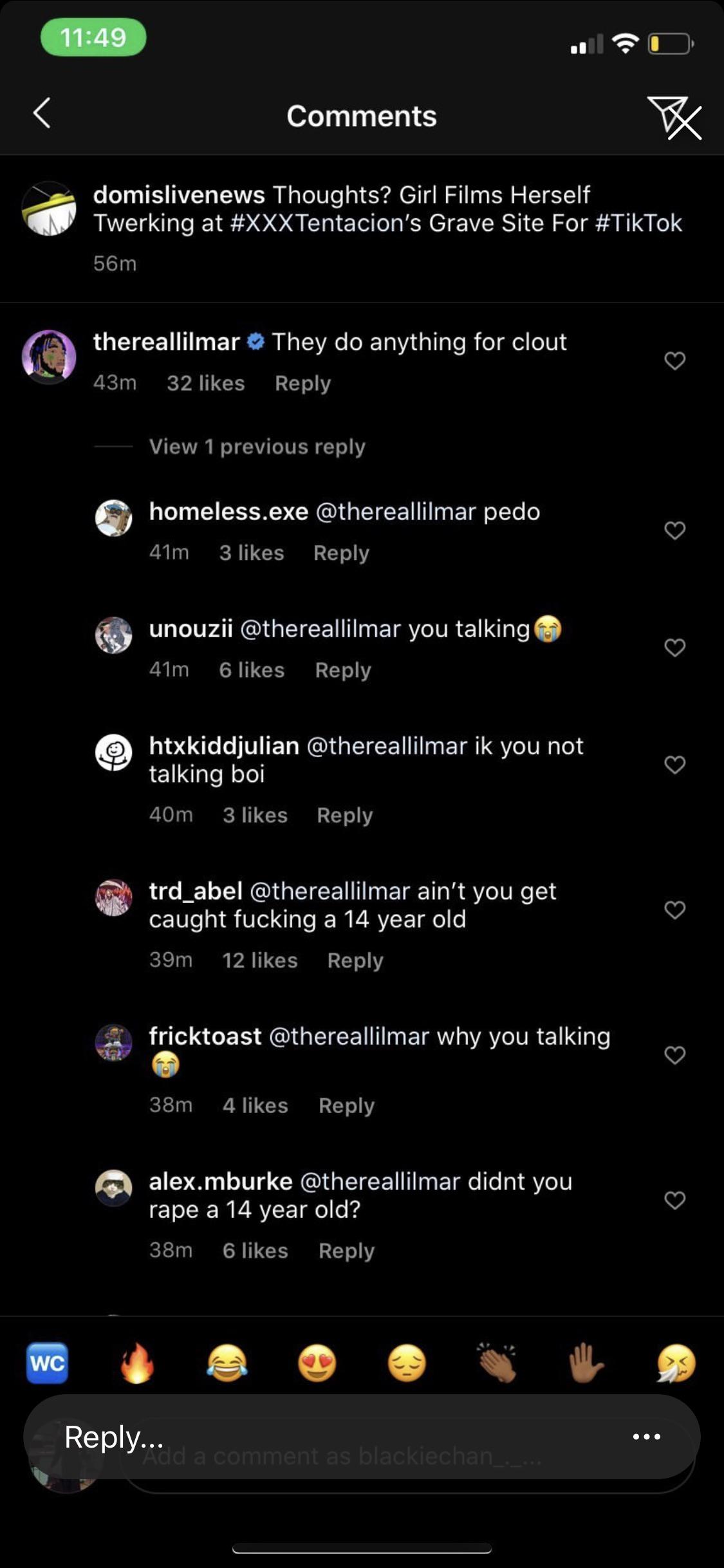 So a girl posted on tik tok herself twerking on X grave and lilmar said ...