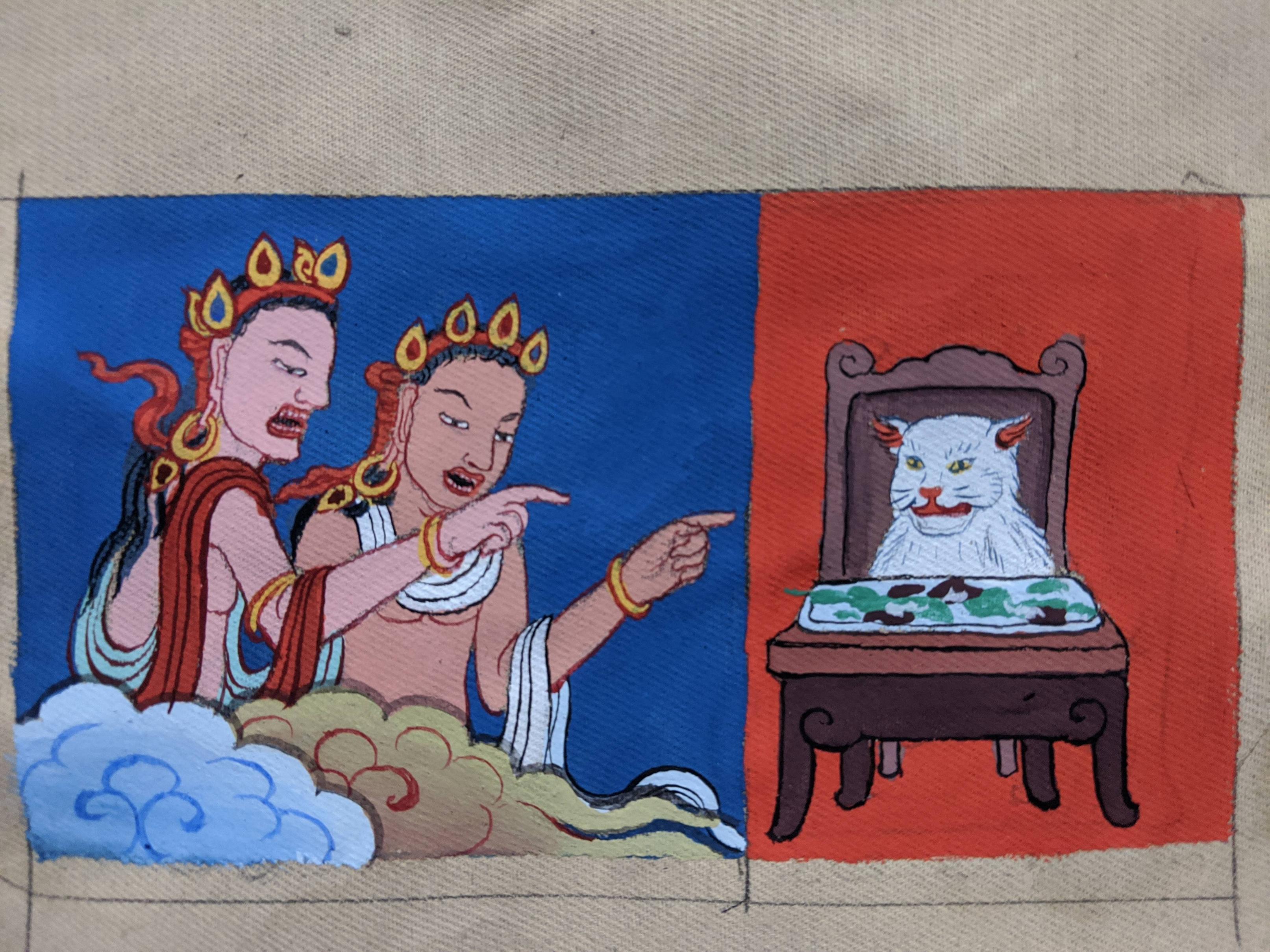 So actually the cat meme originated in tibetan lore apparently drawn