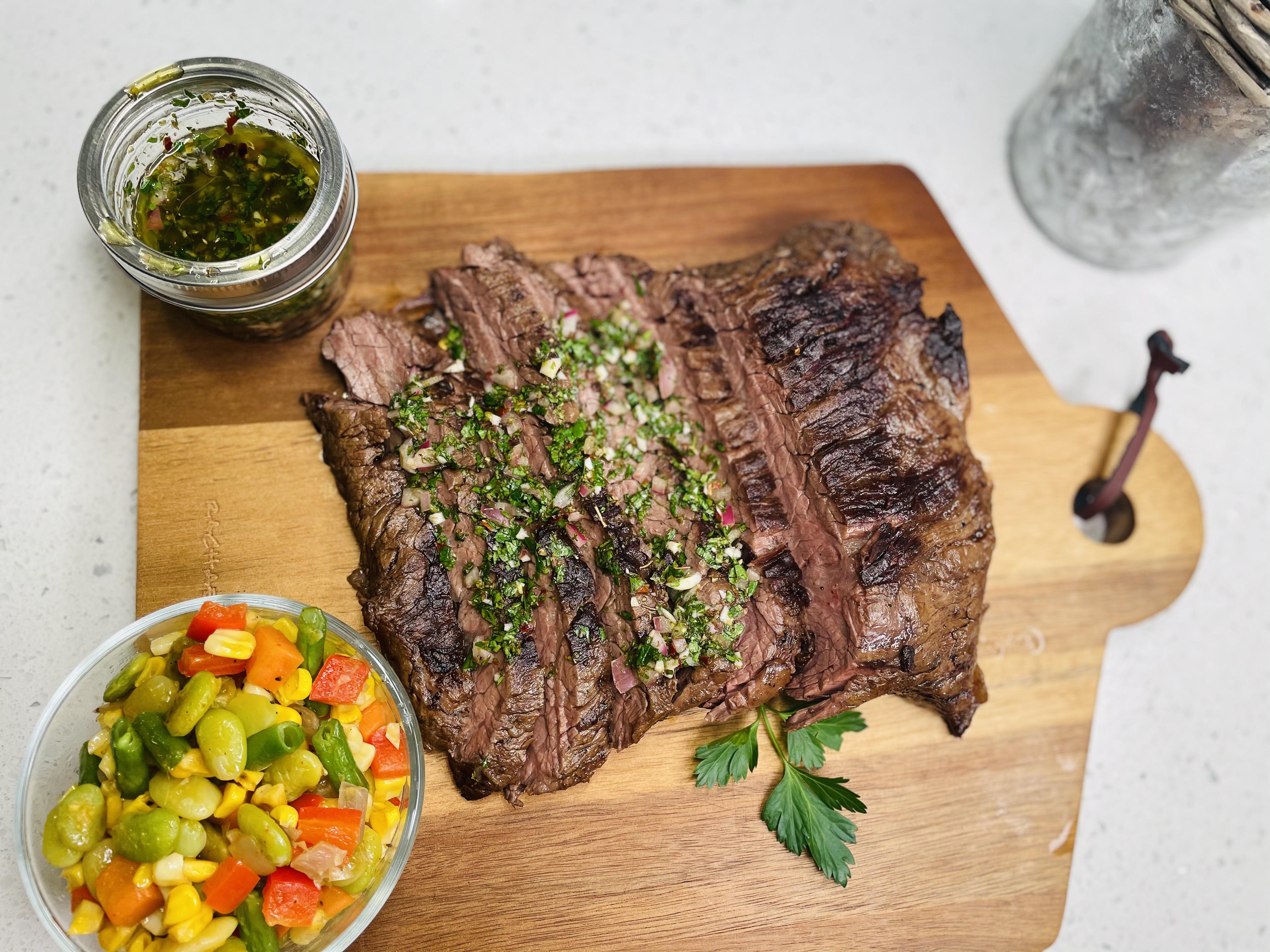 Sous Vide Skirt Steak with Chimichurri Sauce and a side of Succotash) Scrolller