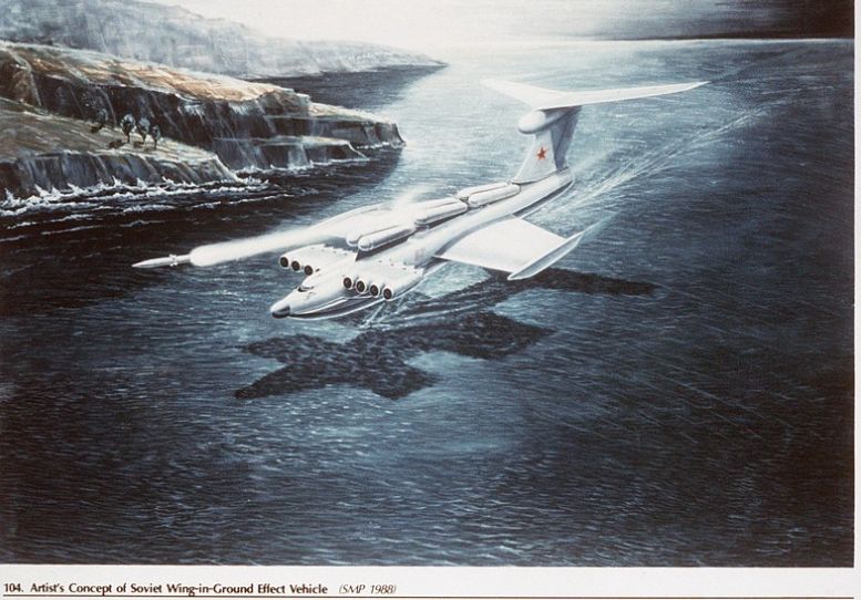 Moskit Class Soviet Lun-class ekranoplan concept art. Shows a picture of the massive ...