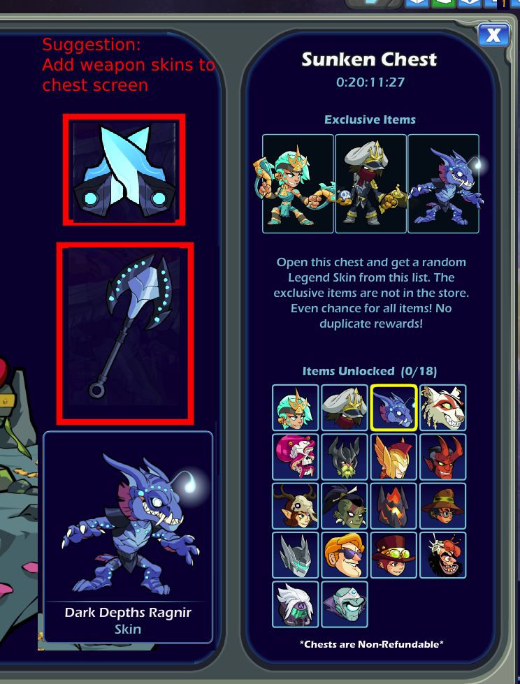 Suggestion: Add weapon skins to chest screen so you know what weapon ...