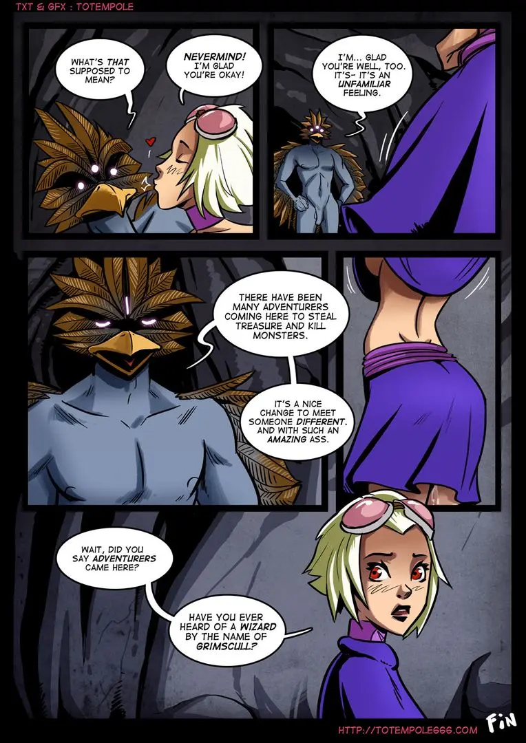 Totempole comic featuring a busty blonde witch, a muscular knight, and green demons in a fantasy setting.