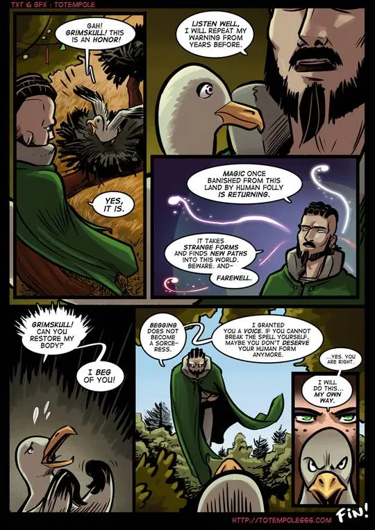 Totempole comic featuring a busty blonde witch, a muscular knight, and green demons in a fantasy setting.