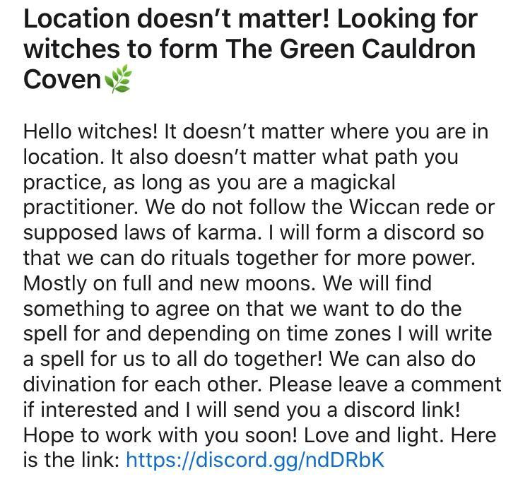 The Green Cauldron Online Coven Scrolller