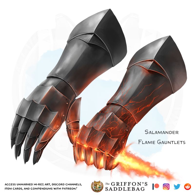 {The Griffon's Saddlebag} Salamander Flame Gauntlets | Wondrous item ...