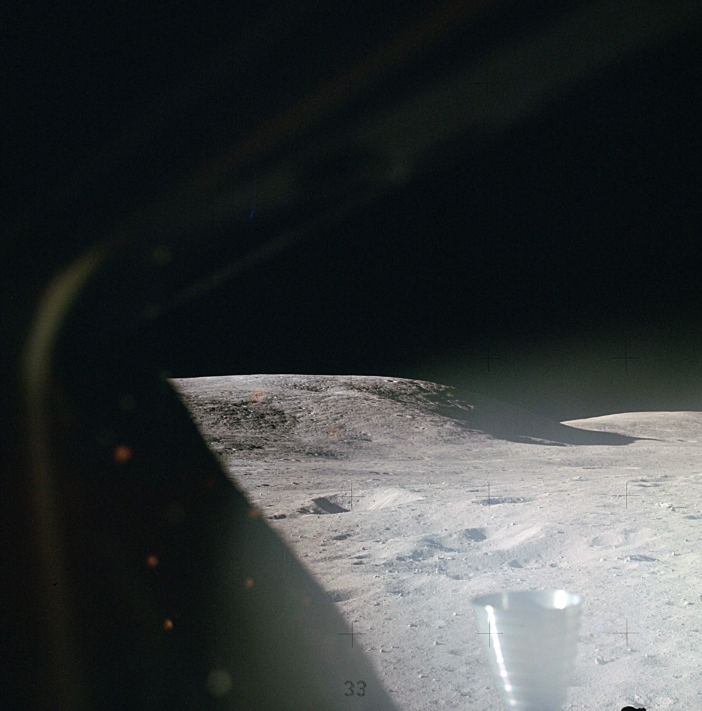 Lunar View Module The view through the window of the Lunar Module Orion shortly after ...