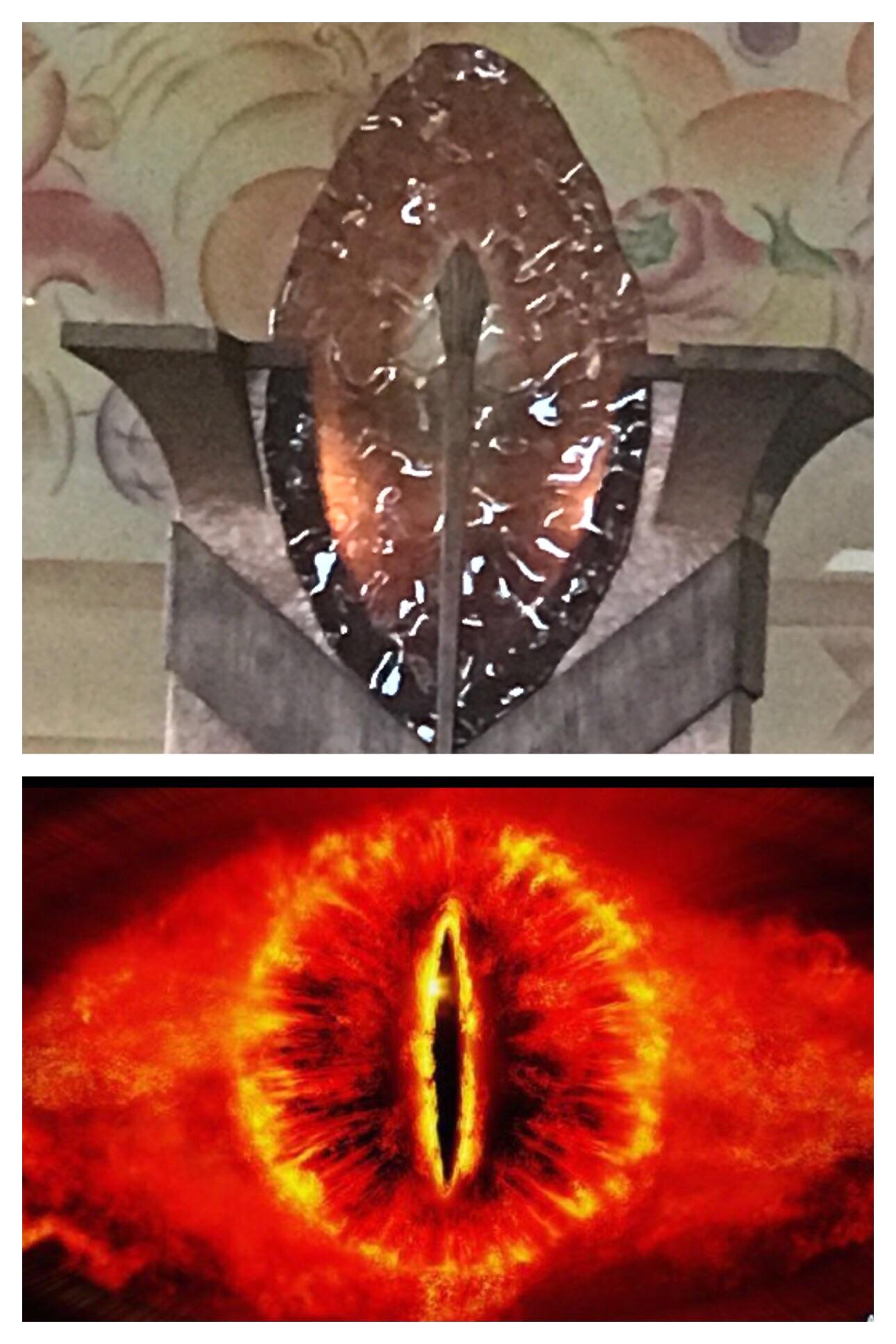 These decorative lights at Cheesecake Factory look like the Eye of Sauron from Lord of the Rings