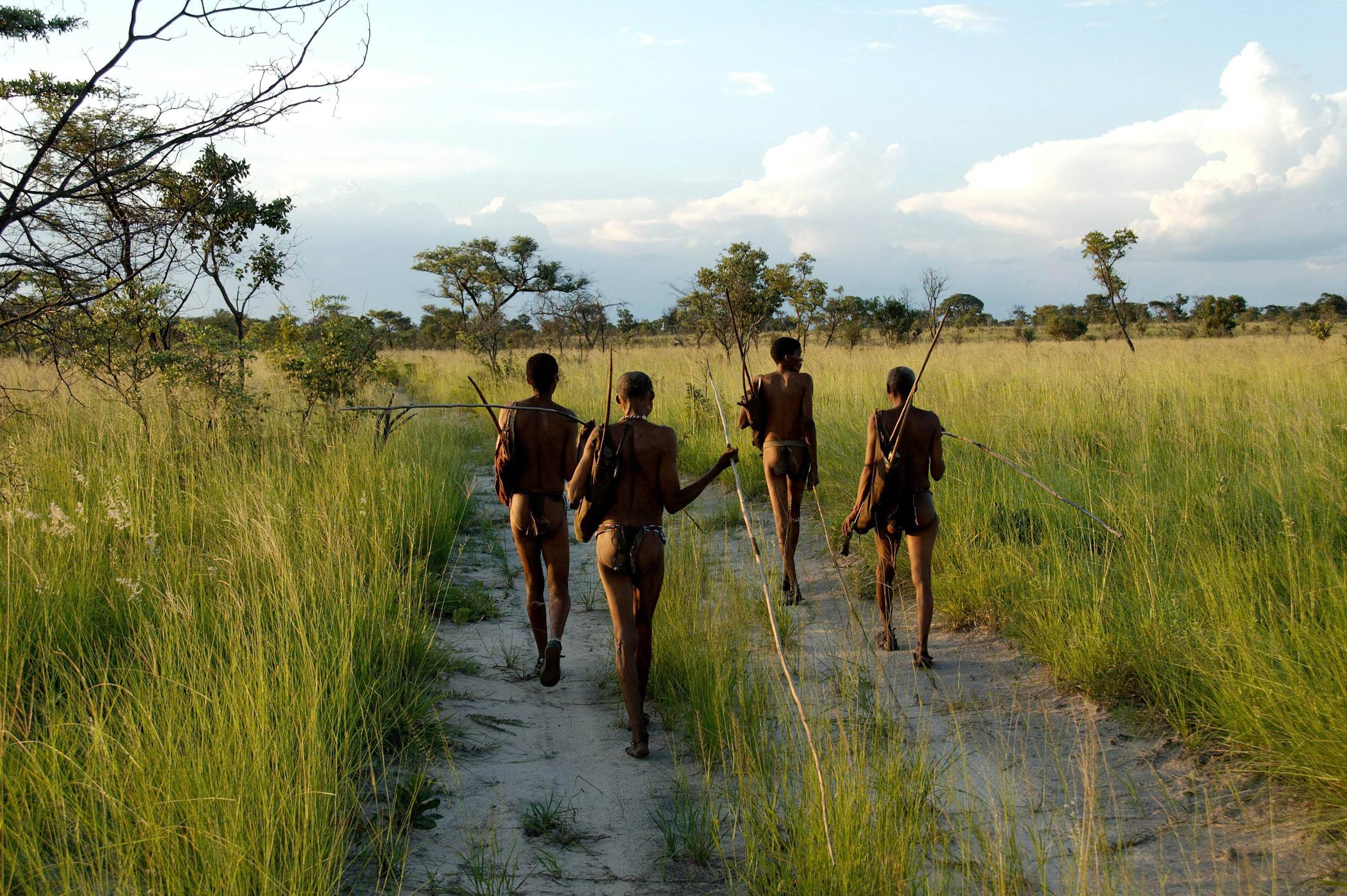 This Image Shows A Group Of Hunters From The Juhoansi Tribe In The Namibian Bush The