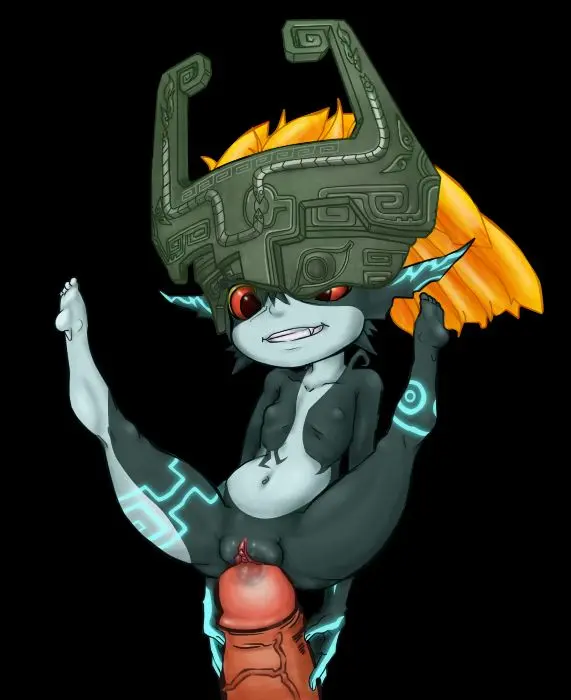 Imp Midna from The Legend of Zelda in hentai fan art featuring ahegao and thick thighs
