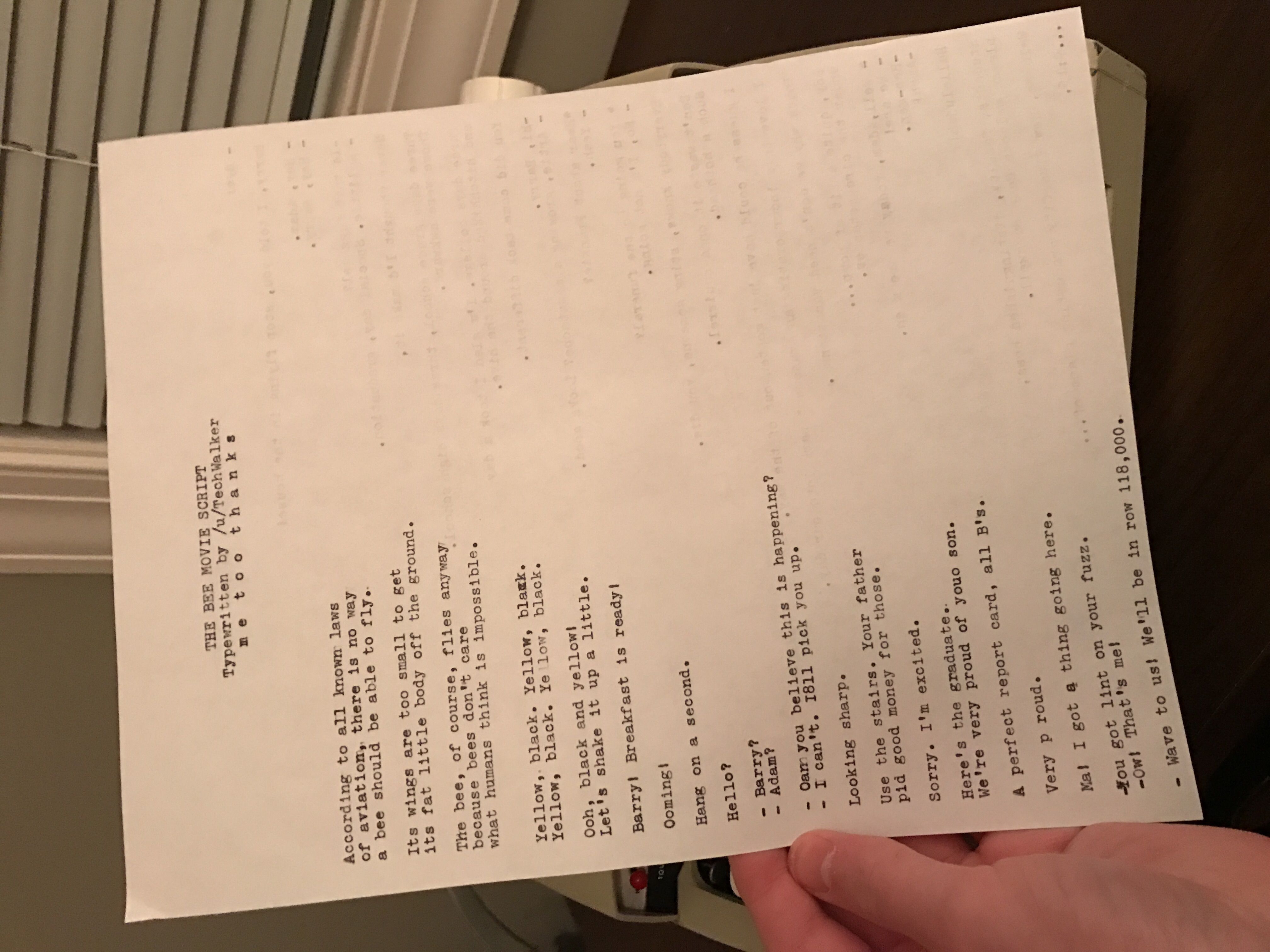 Typewriting the Bee Movie script | Scrolller