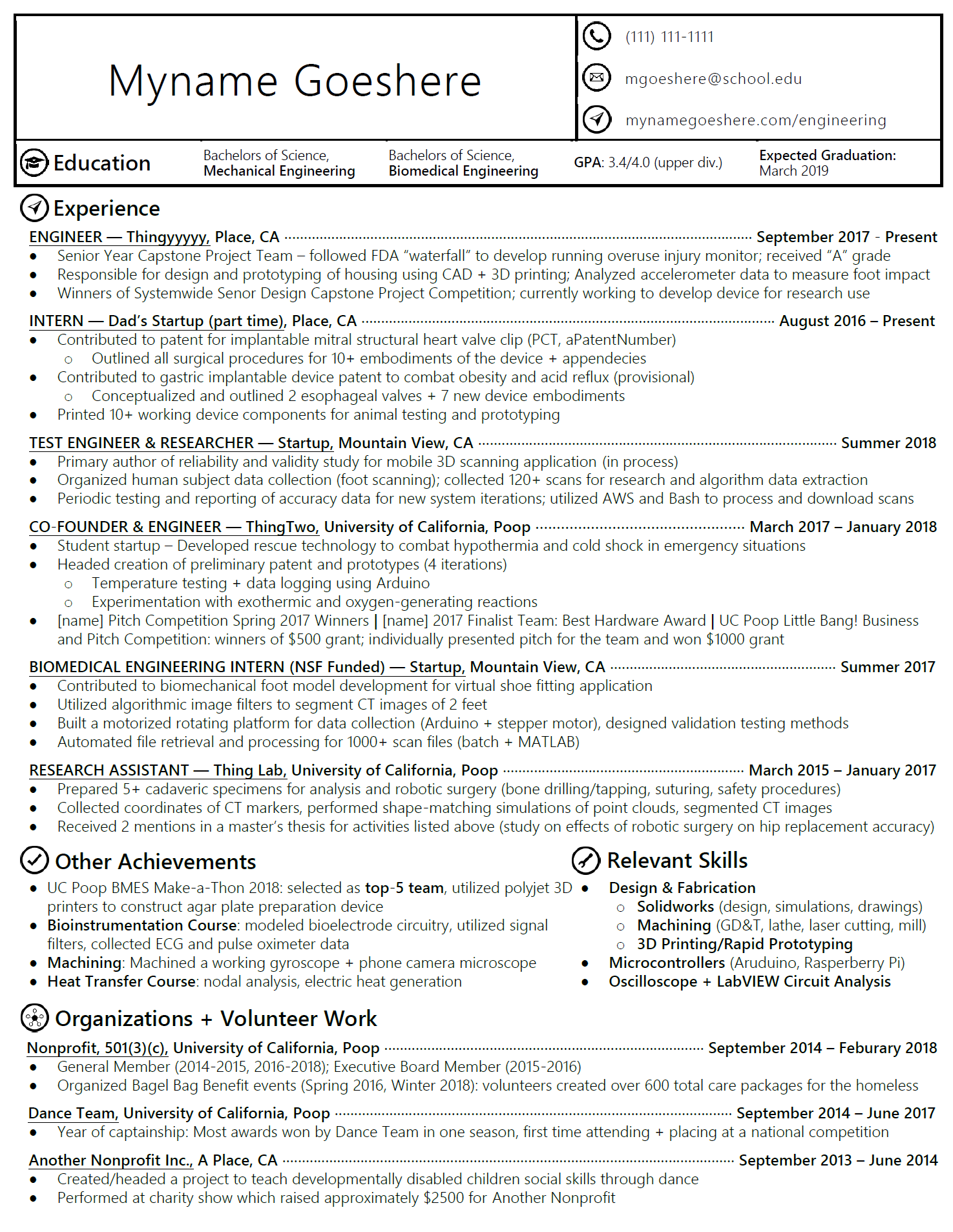Used this resume to apply for 