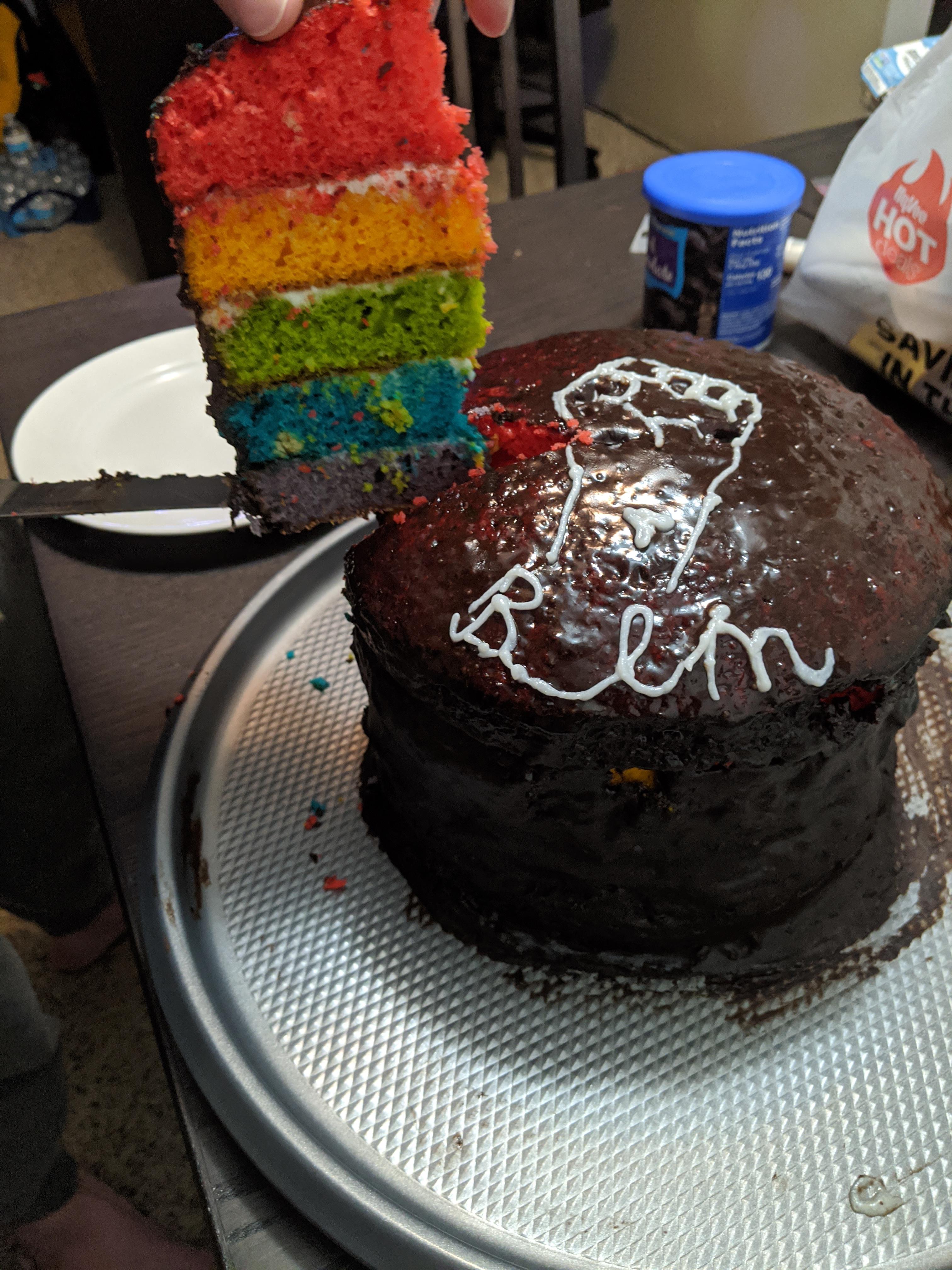 Vanilla cake with dark chocolate frosting for pride and the blm ...