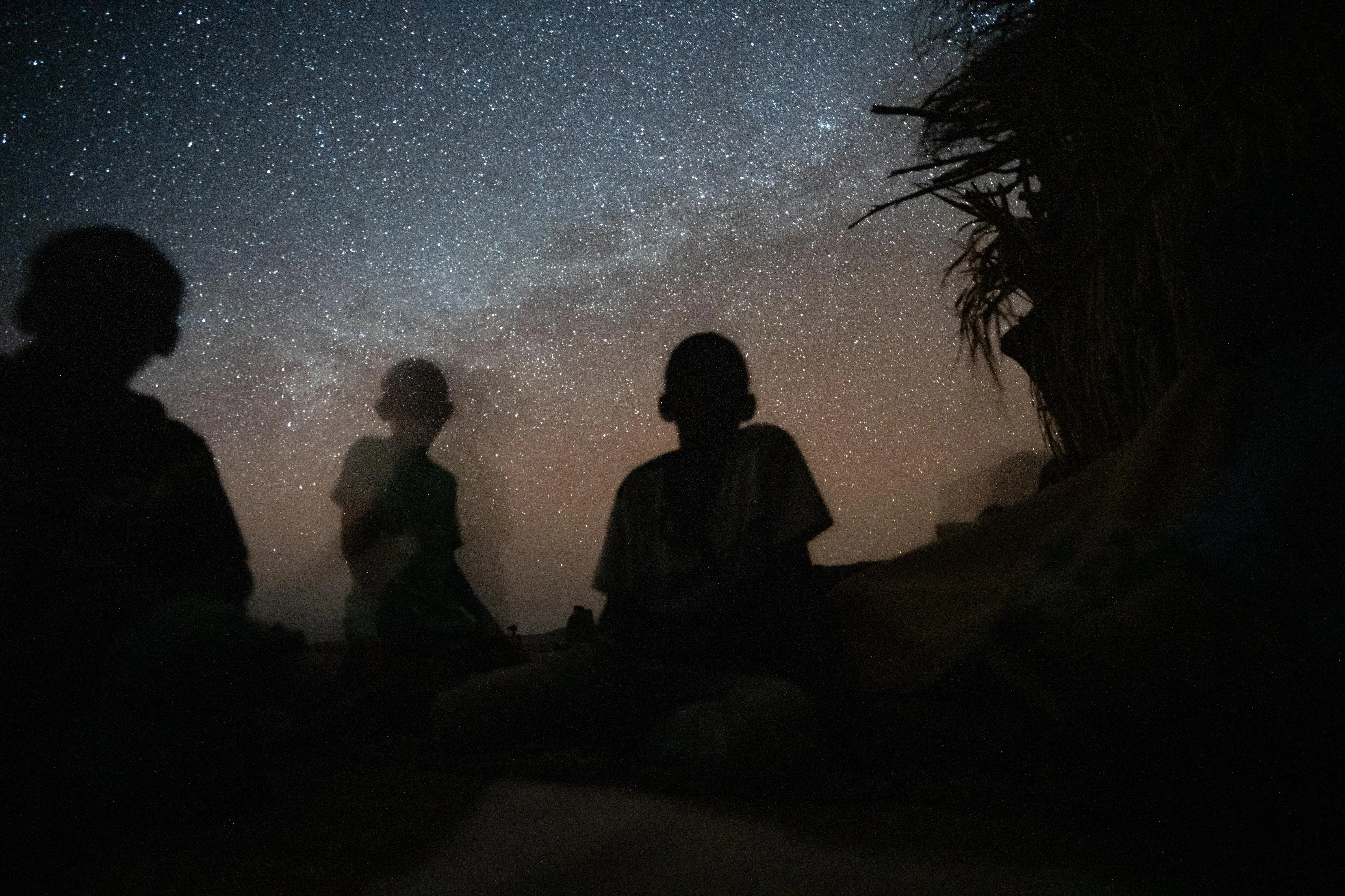 View of the stars from one of Afar villages in Djibouti, on the edge of ...