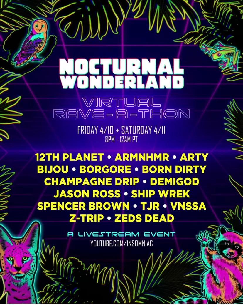 Virtual Nocturnal Wonderland Lineup for this weekend Scrolller