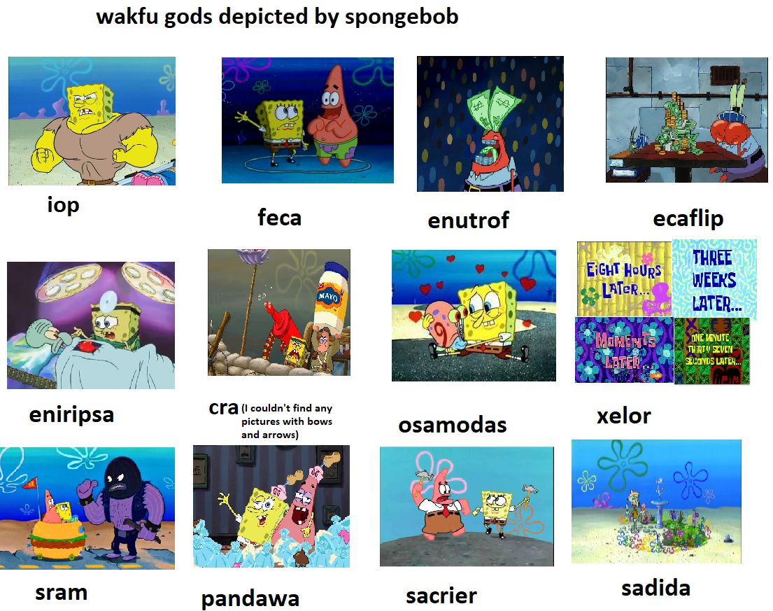 wakfu gods depicted by spongebob | Scrolller