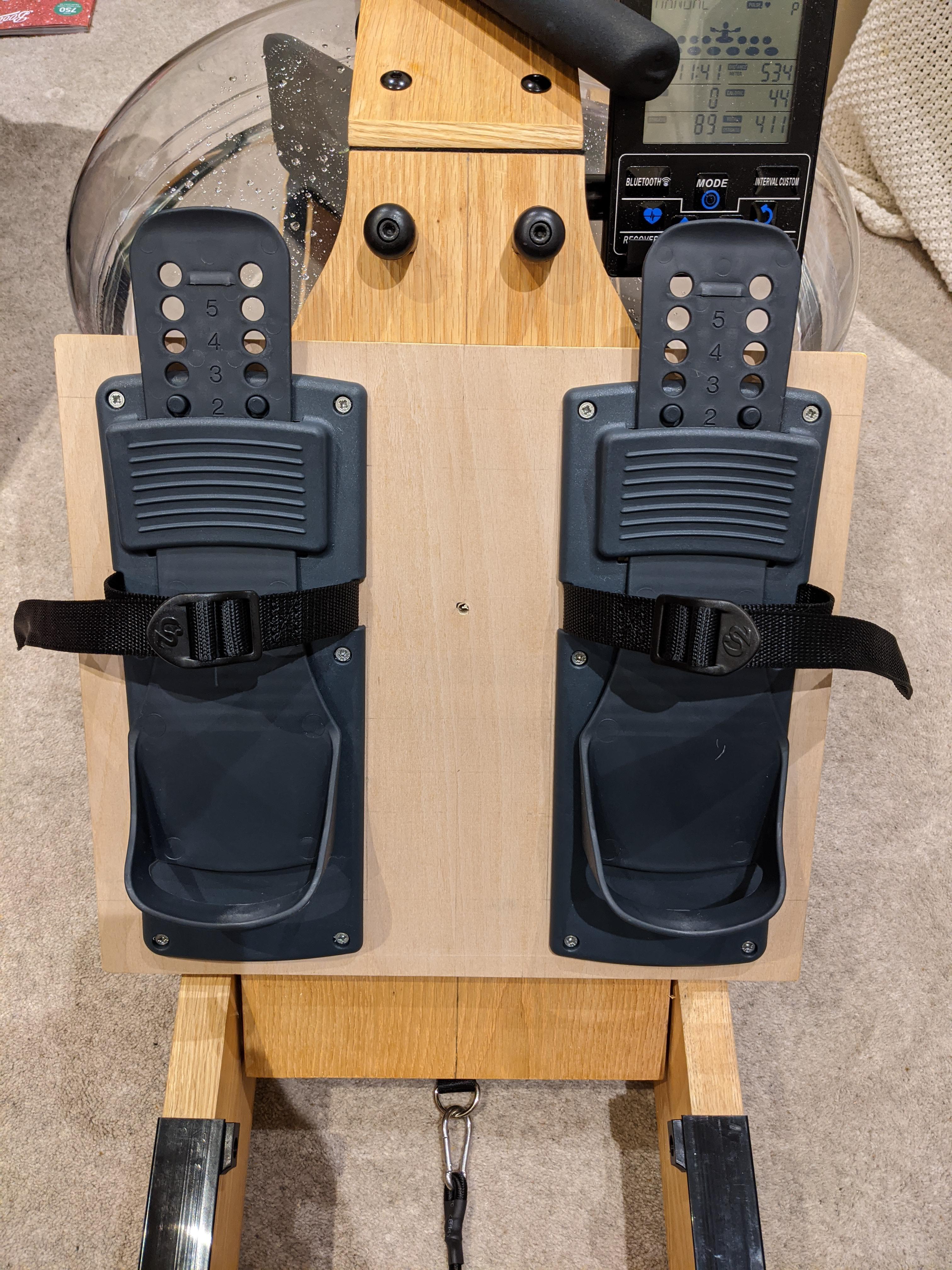 Water rower foot placement was far too narrow. Took some concept2