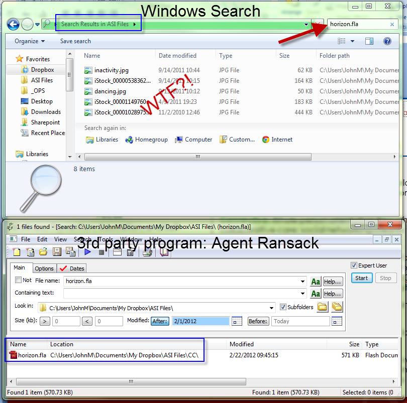 What s wrong with windows search scrolller