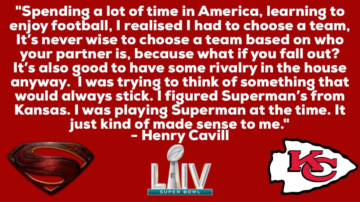Why Henry Cavill supports The Chiefs. SUPERbowl. | Scrolller