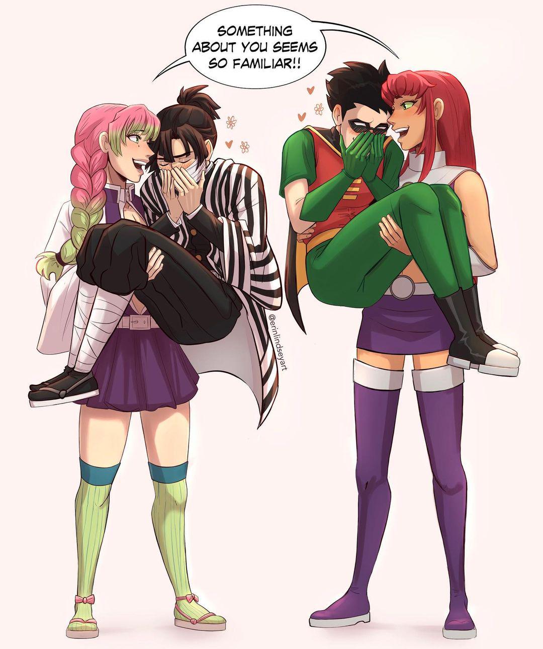 [Demon Slayer and Teen Titans] Robin/Starfire x Obainna/Mitsuri ...