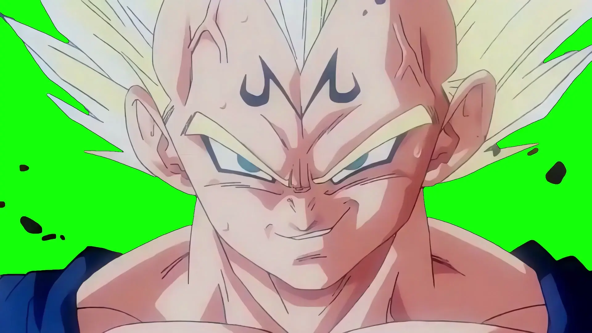 [GREEN SCREEN] Majin Vegeta Evil Smile Dragon Ball Z Meme Template - Majin Vegeta Smiling at Goku