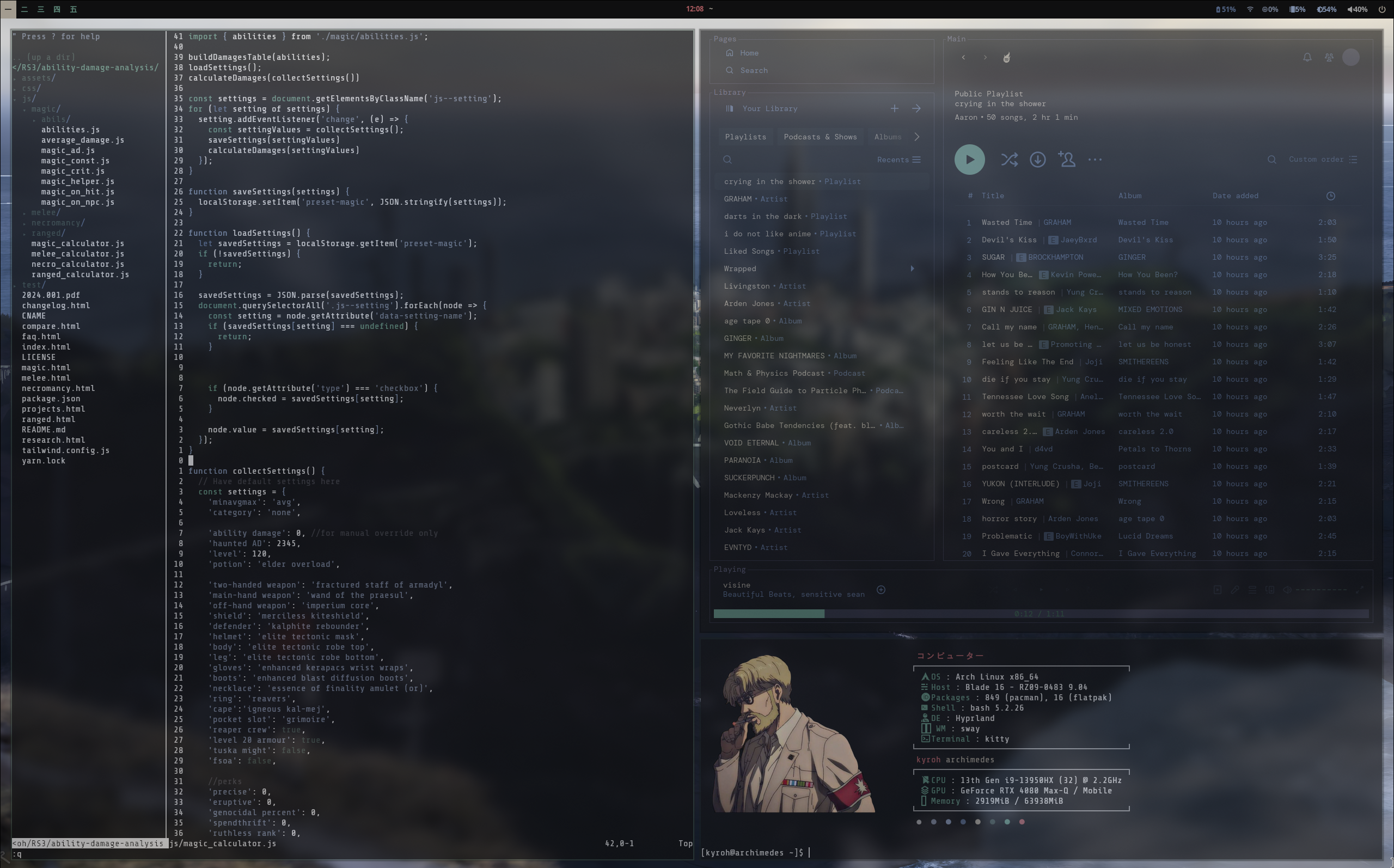 [HYPRLAND] First ever rice, still have some work to do on the vim ...