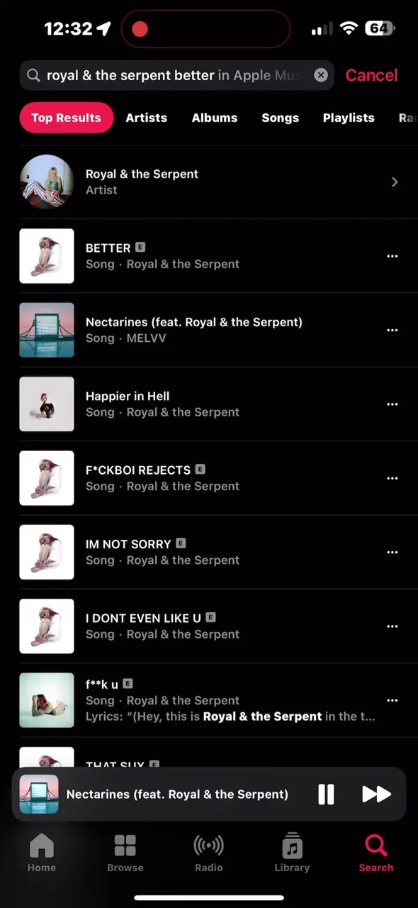 [iOS 18.1 DB1] Three dots don’t work when searching songs in Apple Music