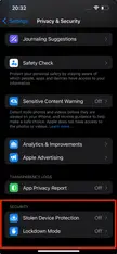 [iOS 18 DB 5] Stolen Device Protection added to Security section in Privacy & Security settings