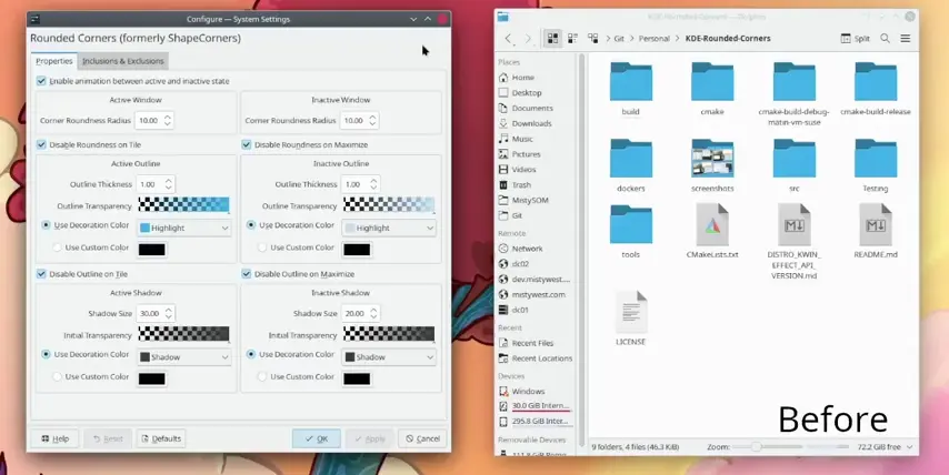 [KWinEffect] [KDE Plasma] I just released a new version of KDE-Rounded-Corners desktop effect with HDR support and smooth animations