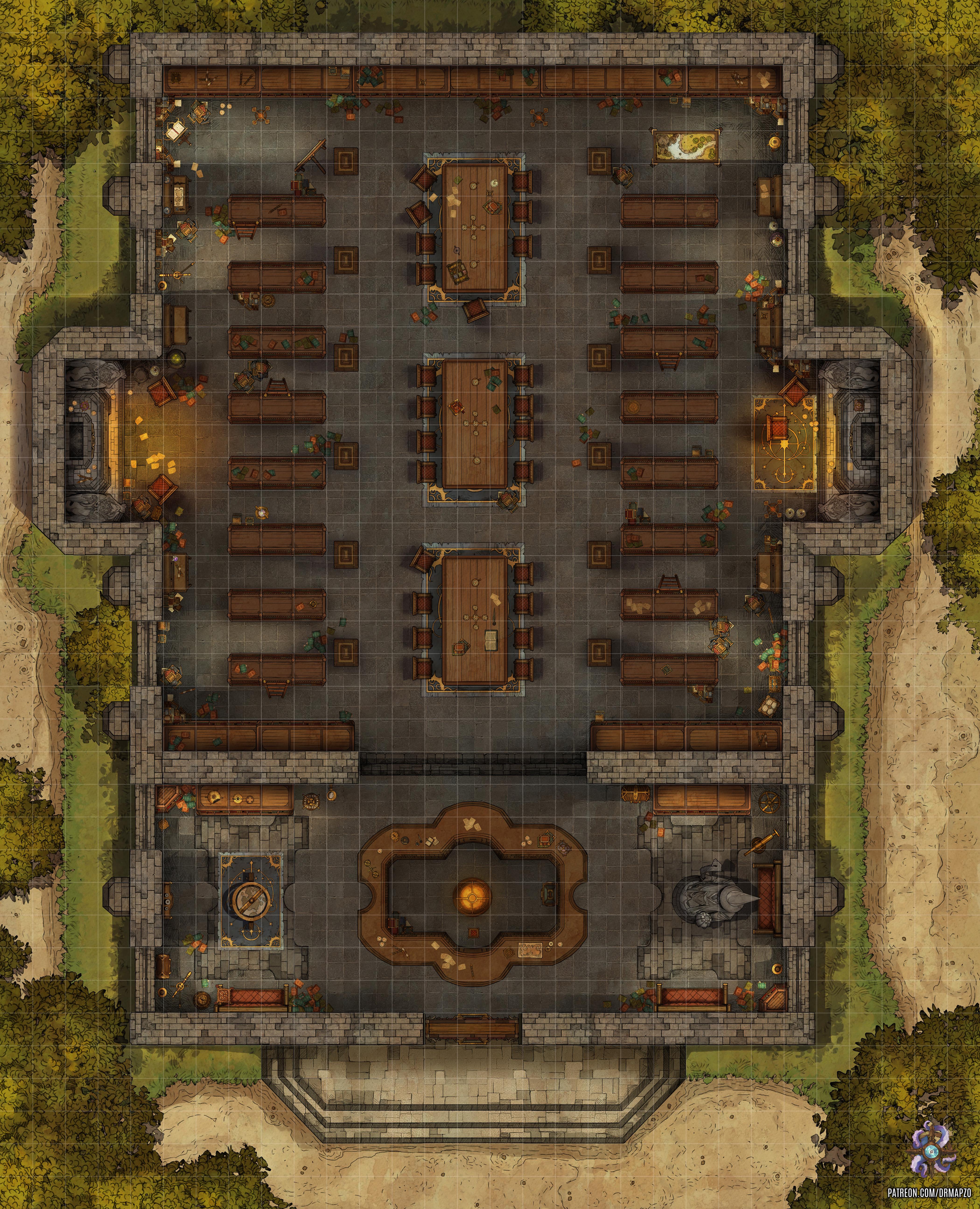 [OC][Art] Arcane Library Battle Map 30x37 | Scrolller