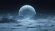 Frozen Alien Terrain Under Enormous Moon [1920x1080]