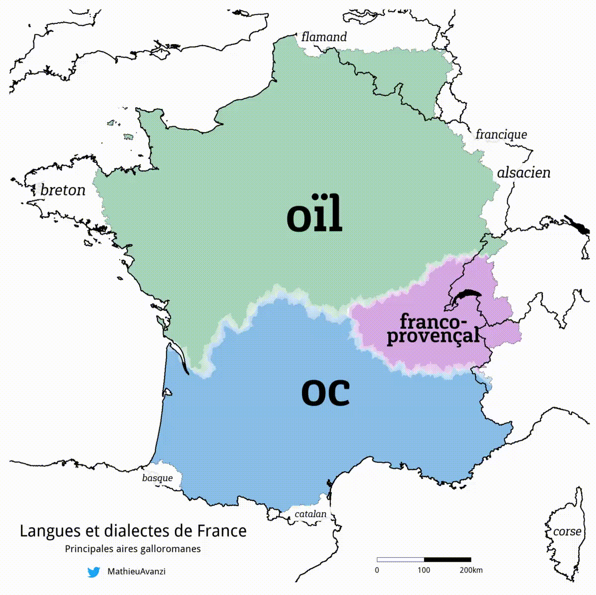 Regional languages and dialects of France, by Mathieu Avanzi - Langues régionales et dialectes de France (2022)