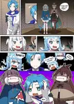 HOLOcTempus anime characters with blue and brown hair in a funny comic strip with speech bubbles