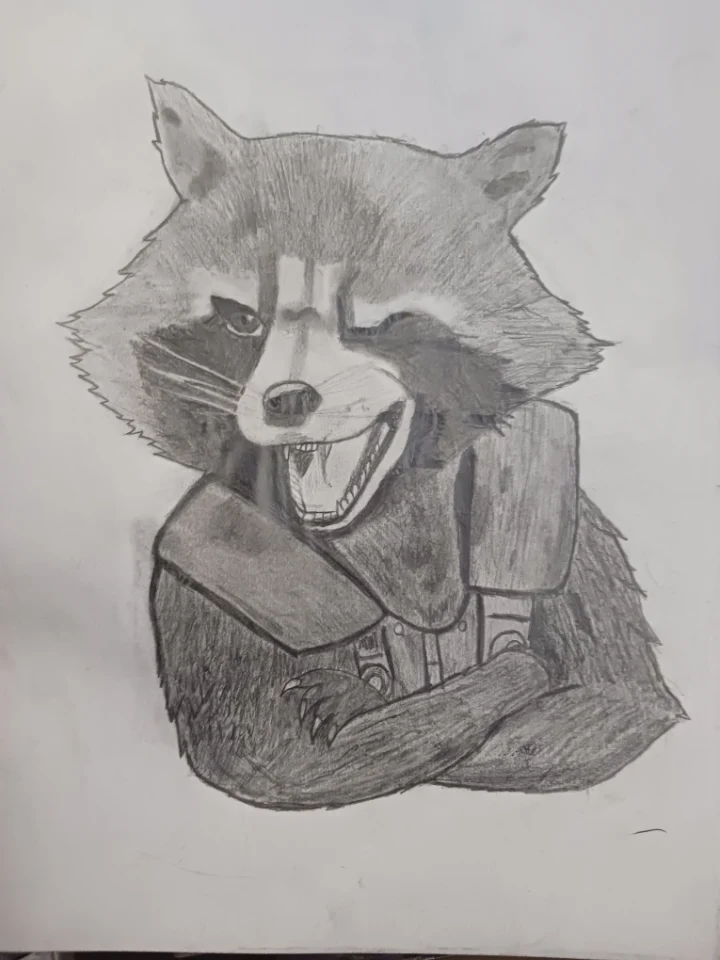 Rocket Raccoon Winking, Me, Graphite, 2023 | Scrolller
